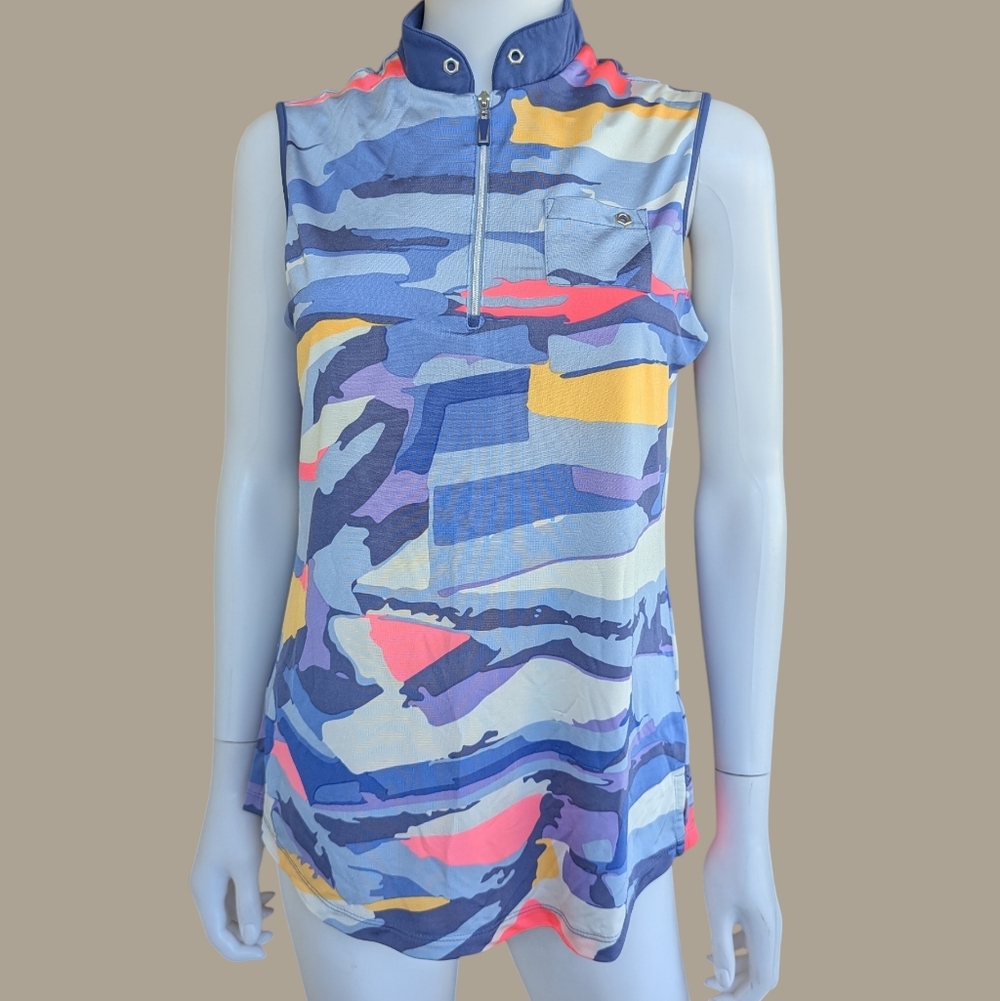 Jamie Sadock Multicolor Sleeveless Zip Top